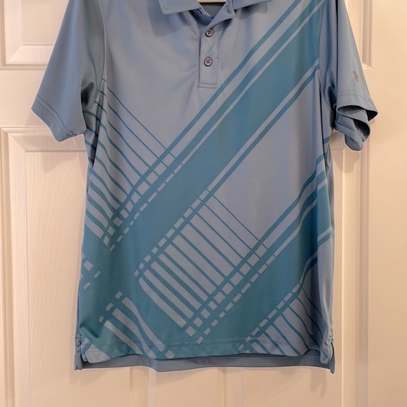 ⭐️SOLD- Men’s Under Armour Blue Striped Regular Heatgear Polo - size Large - Picture 3 of 12